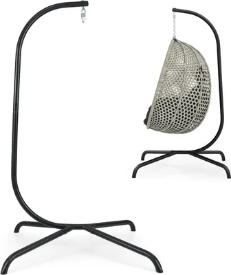 Produktbild von COSTWAY Hängesesselgestell, Hängesessel Gestell mit Haken, Hängestuhlgestell Metall bis 180kg, Hängesitzständer für Hängesessel/Hängestuhl Nur Gestell