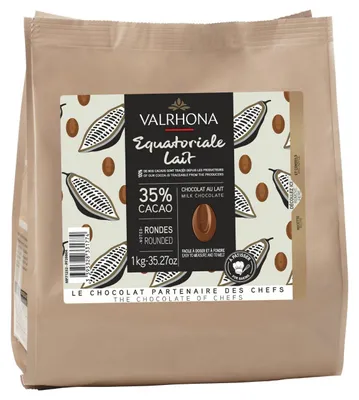Produktbild von Valrhona Equatoriale Lactée 35% Milchschokolade 1000g – Premium Vollmilch