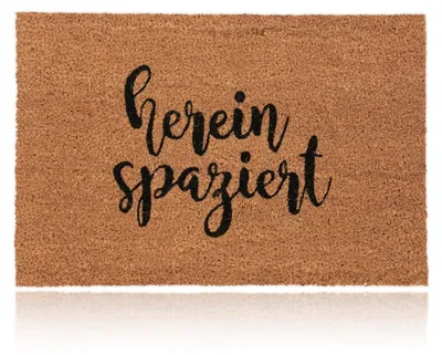 Obrázok produktu pre Relaxdays kokosová rohož, 60 x 40 cm, „Hereinspaziert“, protišmyková rohož, rohož do interiéru aj exteriéru, prírodná/čierna, Obrázok generovaný UI