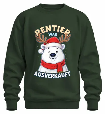 Productafbeelding van Rentier War Uitverkocht. IJsbeer. Gewei. Kerst. Poolbeer. Sweater. Trui. Flesgroen. XXL