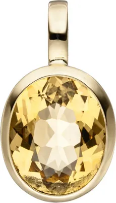 Produktbild von Anhänger aus 585 Gold Gelbgold mit Citrin gelb oval Halsschmuck für Damen
