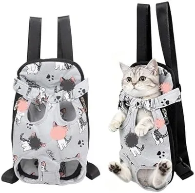 Produktbild von Katzentransporttasche, Cartoon Transporttasche Katze, Atmungsaktiv Mesh Tragbar Katzentasche, Katzen Transport Tasche, Katzen Tragetasche, Katzenrucksack für Katze, Welpen, Kleine Hunde