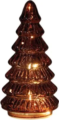 Productafbeelding van Kerstboompje glas 10led op batterij met timer 18.5x9.5 cm bordeaux Anna's Collection