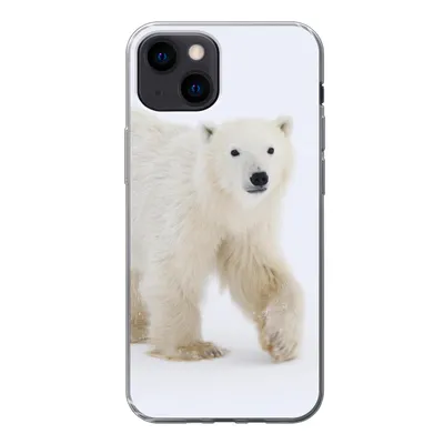 Produktbild von MuchoWow® Handyhülle Schutzhülle Hülle für iPhone 13 mini Eisbär - Schnee - Weiß Silikon Softcase Handy Hülle - Softcase