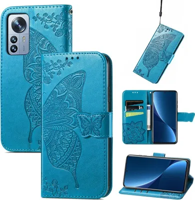 Produktbild von König Design Hülle kompatibel mit Xiaomi 12 Pro Kunstleder Handyhülle - Handy Case Blau
