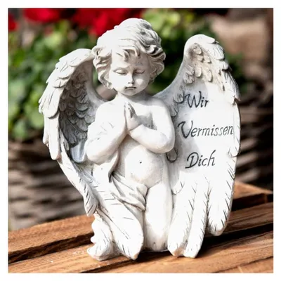 Produktbild von Engel mit Inschrift auf dem Flügel Trauerengel Grabschmuck