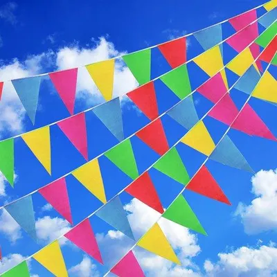 Produktbild von Set von 4 Regenbogenvlaggen mit 600 Stücken Dreieckigen Vlaggen für Geburtstag, Hochzeit und Partydekoration