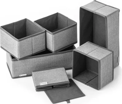 Produktbild von Navaris Aufbewahrungsboxen Organizer Ordnungssystem Stoffboxen - 6 Stück in verschiedenen Größen - für Kleiderschrank und Schubladen - faltbar