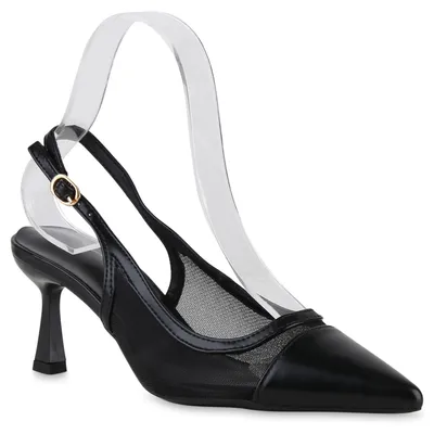 Produktbild von VAN HILL Damen Slingpumps Pumps Spitze Stiletto Absatzschuhe Schuhe 841533, Farbe: Schwarz, Größe: 36