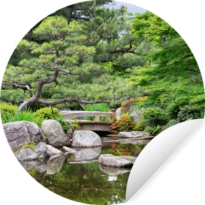 Produktbild von MuchoWow® Runde Wandtattoo - Wandsticker Tapete Aufkleber Japanisch - Natur - Wasser - Steine - Bäume Ø 30 cm Selbstklebend und Repositionierbar - Wandaufkleber - Kreis - Wandbild - Fototapete - Selbstklebend - Dekoration - Wandschmuck - Schlafzimmer
