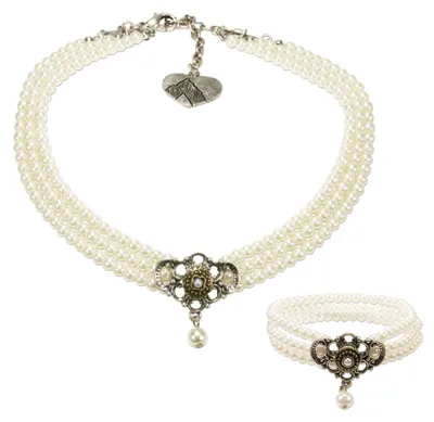 Produktbild von Alpenflüstern Trachtenschmuck-Set Perlen-Trachtenkette und Trachten-Armband Hedw