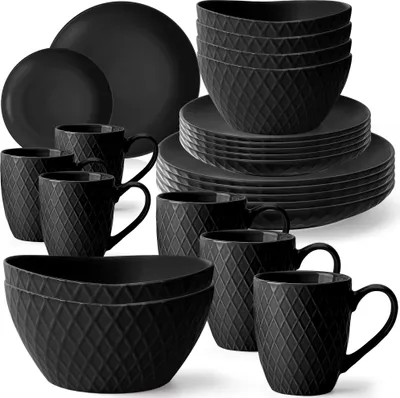 Produktbild von MIAMIO - Tafelservice 24tlg Geschirrset 6 Personen Kombiservice Keramik Schwarz