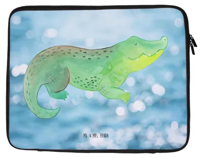 Produktbild von Mr. & Mrs. Panda Laptophülle Krokodil 27 x 36 cm - Oceanblue - Geschenk, Lieblingsmensch, Laptop Tasche, Hülle, Beste Freundin, Case, Krokodile, Laptoptasche, Reiselust