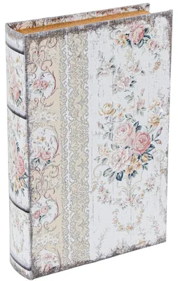 Buchbox aus Holz mit Geldkassette, weiß/rosa, 26x17x5 cm