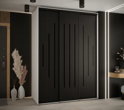 Produktbild von Kleiderschrank ASIRI 12 - 170/60 cm, weiß/schwarz/schwarz