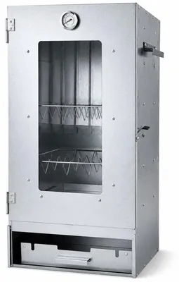Produktbild von BURI Räucherofen aus Stahlblech mit Zubehör | Räucherschrank 44x28x80 cm für Holz/ Räuchermehl mit Räucherhaken und Thermometer| Kalt- & Heißräuchern Garten für Fisch, Fleisch & Gemüse