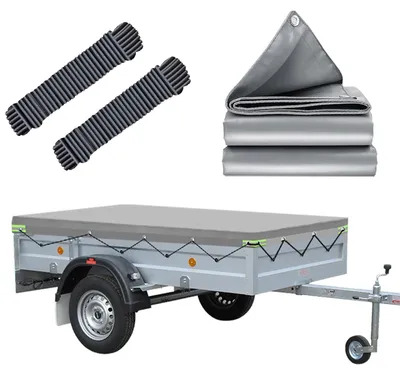 Produktbild von Abdeckplane, wasserdicht - Planen für Anhänger, 209x115x10 cm - Langlebiges PVC - Verstärkt mit Metall-Befestigungsschlingen - Reißfest und wetterbeständig