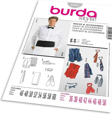 Produktbild von 3403 Weste, Fliege, Kummerbund, Schals, Burda