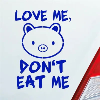 Produktbild von Auto Aufkleber Love me Schwein Tier Vegetarier Vegan 12x8,5 cm Dunkelblau Sticker Heckscheibenaufkleber