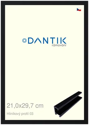 Obrázek produktu pro DANTIK rámeček 21x29,7 | ALU profil 7003 Černá Florentinská (Sklo Čiré)