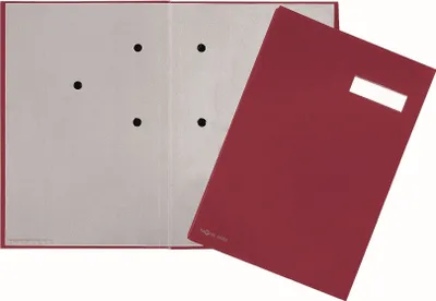 Produktbild von Unterschriftsmappe 5 Fächer Leinen rot Packung mit 25 Stück