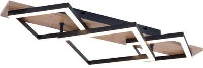 Produktbild von LED Deckenlampe , Holzoptik, Metall, schwarz, L 61 cm