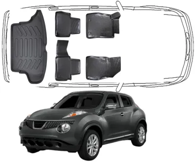 Produktbild von 3D Fußmatten & Kofferraumwanne Auto Set Kompatibel mit Nissan Juke 1.Gen 2010 - 2015
