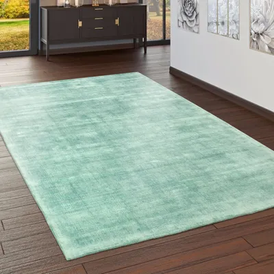 Immagine prodotto di Tappeto fatto a mano di alta qualità 100% viscosa Colore vintage di tendenza verde pastello Dimensioni 80x150 cm