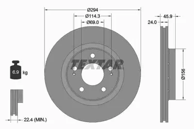 Obrázok produktu pre 2 brzdové kotúče Textar 294 mm predné pre Citroen Mitsubishi Peugeot