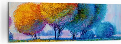 Produktbild von Bild auf Leinwand - Leinwandbild - Bäume Wiese Sommer - 160x50cm - Wand Bild - Wanddeko - Leinwanddruck - Bilder - Kunstdruck - Wanddekoration - Leinwand bilder - Wandkunst - AB160x50-4094