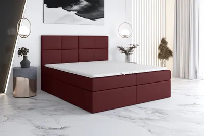 Produktbild von Boxspringbett VAR 120 x 200 mit 2 Bettkästen, Bonell-Matratze und Topper. Farbe: Rot.