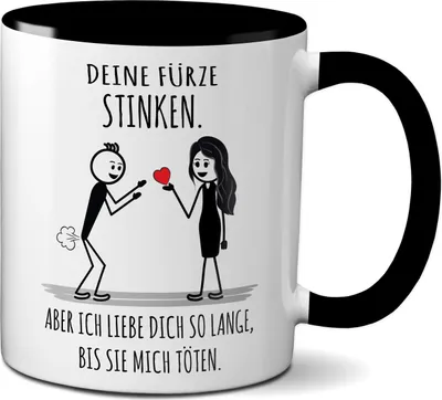 Produktbild von TassenKing Tasse mit Spruch - Deine Fürze Stinken - Bestes Kaffeetassen für Ihn - lustige Geschenke für Männer - Furzen Büro Becher Geschenk - Kaffeebecher (weiß/schwarz)