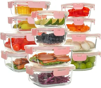 Imagen del producto de Conjunto de 12 recipientes de vidrio para almacenamiento, con tapas herméticas
