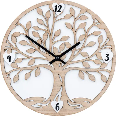 Produktbild von Wanduhr Holz 30x30cm Baum des Lebens Rund Uhr Wanddeko Holzuhr Wandbild  Deko