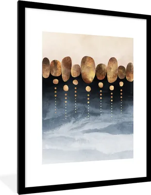 Produktbild von MuchoWow® Gerahmtes Poster Gold - Abstrakt - Luxus 60x80 cm - Poster mit Schwarzem Bilderrahmen Wandposter Rahmen Foto Bilder - Wohnzimmer - Dekorationen - Prämie