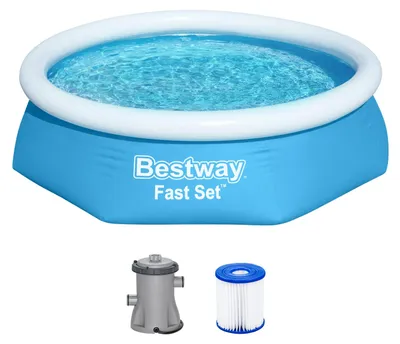 Produktbild von Bestway® Fast Set™ Aufstellpool-Set mit Filterpumpe Ø 244 x 61 cm, blau, rund