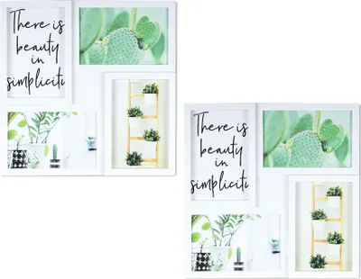 Produktbild von 2er Set Bilderrahmen 8 Fotos 10x15cm Foto Aufsteller Weiß Fotorahmen Collage