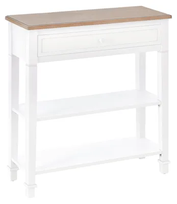 Produktbild von Konsolentisch mit 2 Ablagen und einer Schublade fš¹r Eingangsbereich/Wohnzimmer, 75,6 x 27,5 x 80,5 cm, wei?