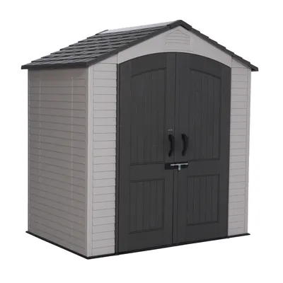 Zdjęcie produktu dla Dożywotnia plastikowa wiata "Starlet" z dwuskrzydłowymi drzwiami, 142 x 214 x 227 (dł. x szer. x wys.) jasnoszara 3,06 m²