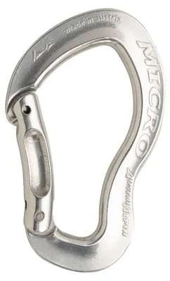 Karabiner MICRO mit gebogenem Schnapper von Austri Alpin; geeignet für Klettern.