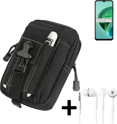 Produktbild von K-S-Trade Gürteltache + Kopfhörer kompatibel mit Xiaomi Redmi 10 5G Gürtel Tasche Holster Schutz Hülle Handy Hülle  schwarz inkl. Extrafächer