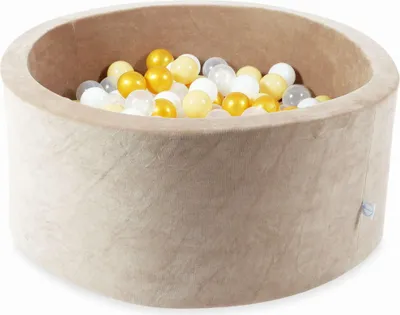 Produktbild von Trockenbecken 90x40 Velvet Soft Dark Beige mit 300 Bällen: transparent, weiß, beige, gold