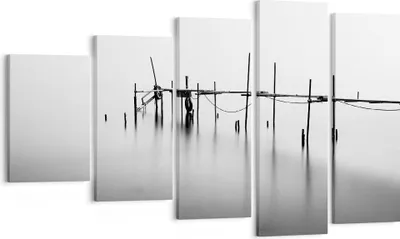 Produktbild von Bild auf Leinwand - Leinwandbild - Meer Brücke Wasser - 100x60cm - Wand Bild - Wanddeko - Leinwanddruck - Bilder - Kunstdruck - Wanddekoration - Leinwand bilder - Wandkunst - EG100x60-3727