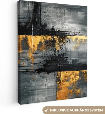 Obrázek produktu pro OneMillionCanvasses® - Obrazy na plátně - Moderní - Zlatá - Šedá - Vzorované, nástěnné umění, nástěnné dekorace Obývací pokoj, 60x80cm