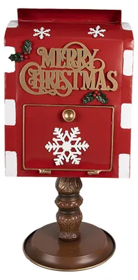 Image de Clayre & Eef Décoration de Noël Boîte aux lettres 27x22x51 cm Rouge Métal