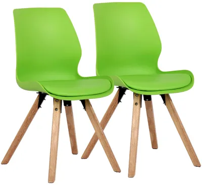 Imagen del producto de CLP Juego de 2 sillas de comedor acolchadas Luna, modernas sillas tapizadas con respaldo, color verde. Material: plástico