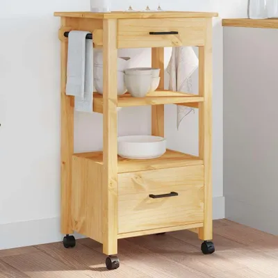 Obrázek produktu pro Kuchyňský vozík monza 48 x 40 x 90 cm masivní borové dřevo Hnědá