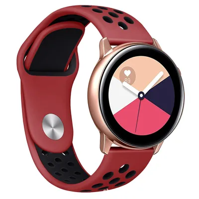 Produktbild von FFO2World 22-mm Silikon-Sportarmband – Für Samsung Galaxy Watch 3/46 mm, Gear S3, Polar Vantage, Garmin Vivoactive 4, Huawei GT 5/6 – Rot/Schwarz