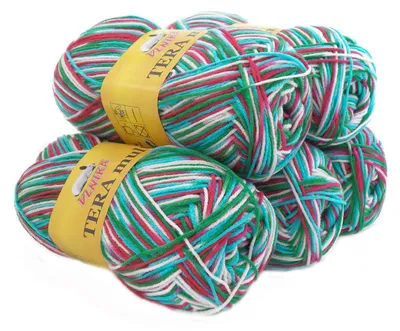 5 x 100g Strickgarn Häkelgarn TERA MULTI, Farbwahl - mehrfarbig bunt Farbverlauf