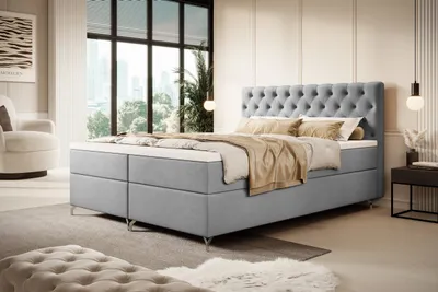 Produktbild von YOURHOUSE24 Boxspringbett Chester mit 2 Bettkästen, Doppelbett mit Bonell-Matratze + Topper (Farbe: Monolith 84, Größe: 140x200 cm)